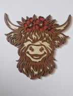 Highland Cow Floral Wall Decor