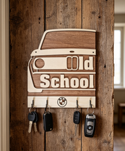 BMW Old School Key Holder – 4 Hook Wooden Key Organiser