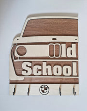 BMW Old School Key Holder – 4 Hook Wooden Key Organiser