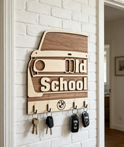 BMW Old School Key Holder – 4 Hook Wooden Key Organiser